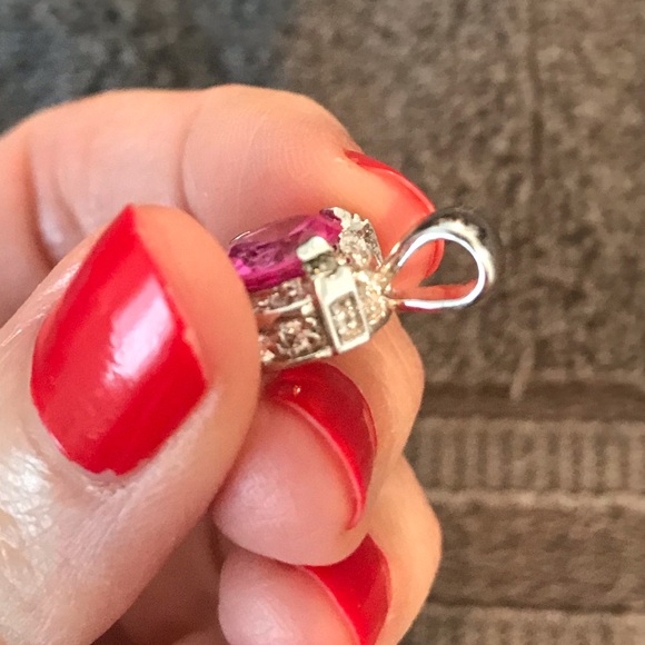 NEW Sterling 925 CZ and pink stone pendant - Picture 3 of 6